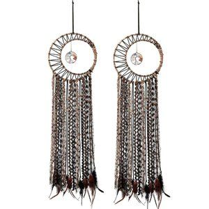 2Pcs Tree of Life Dream Catcher Boho Wall Decor Handmade Boho Crescent Moon Wall